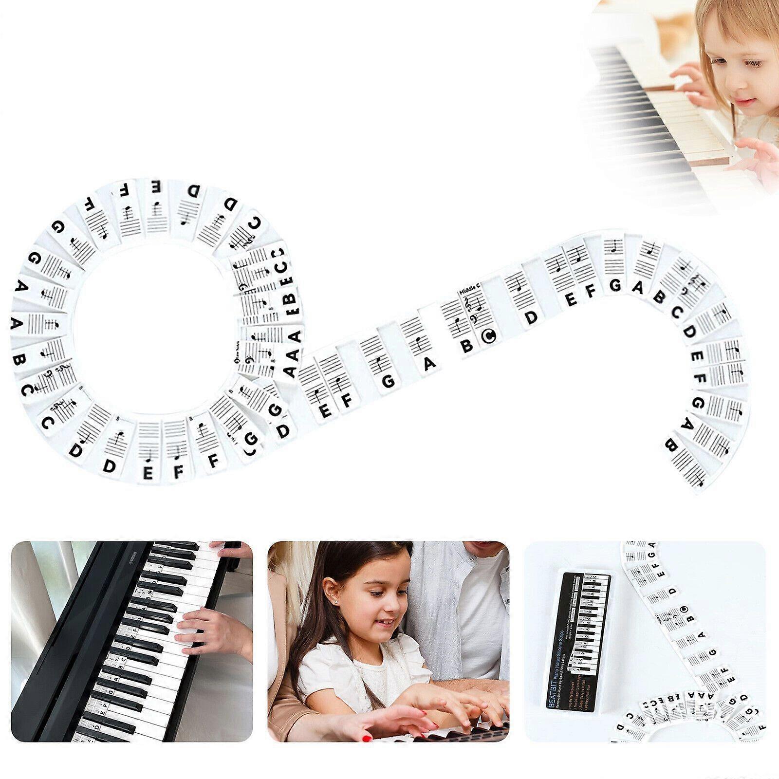Removable Piano Keyboard Note Labels Reusable Silicone Piano Stickers 88 Keys
