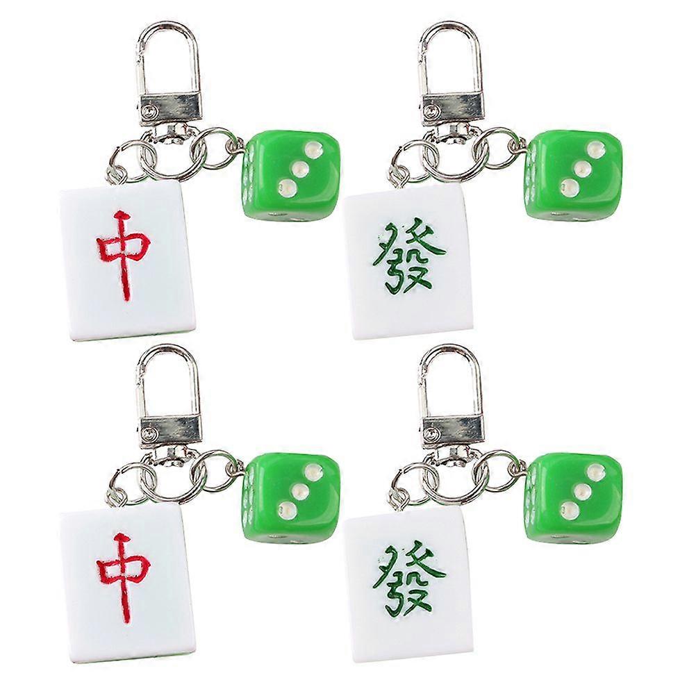 4Pcs Chinese Style Mahjong Tile Keychains Unique Keychains Chic Bag Pendants