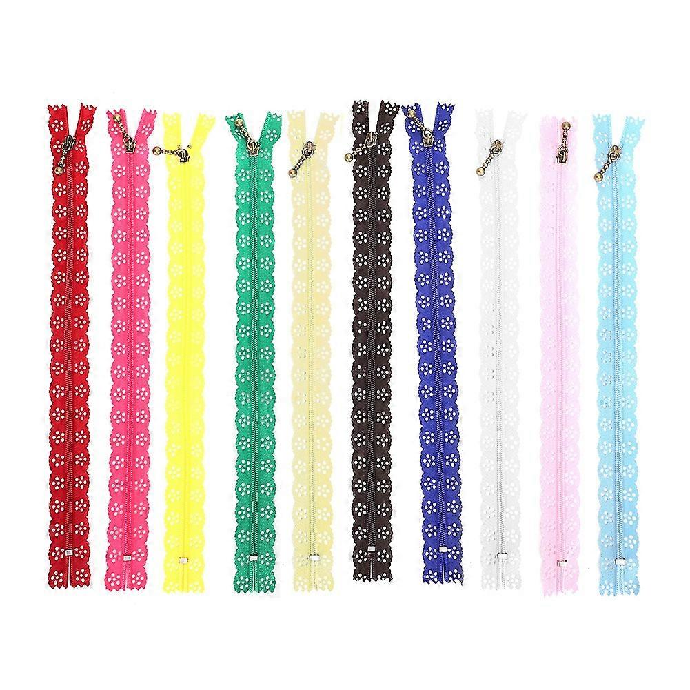 10Pcs Lace Zipper Mixed Style Bud Silk Shape No.3 Nylon Sewing Clothing Accessories 25cm