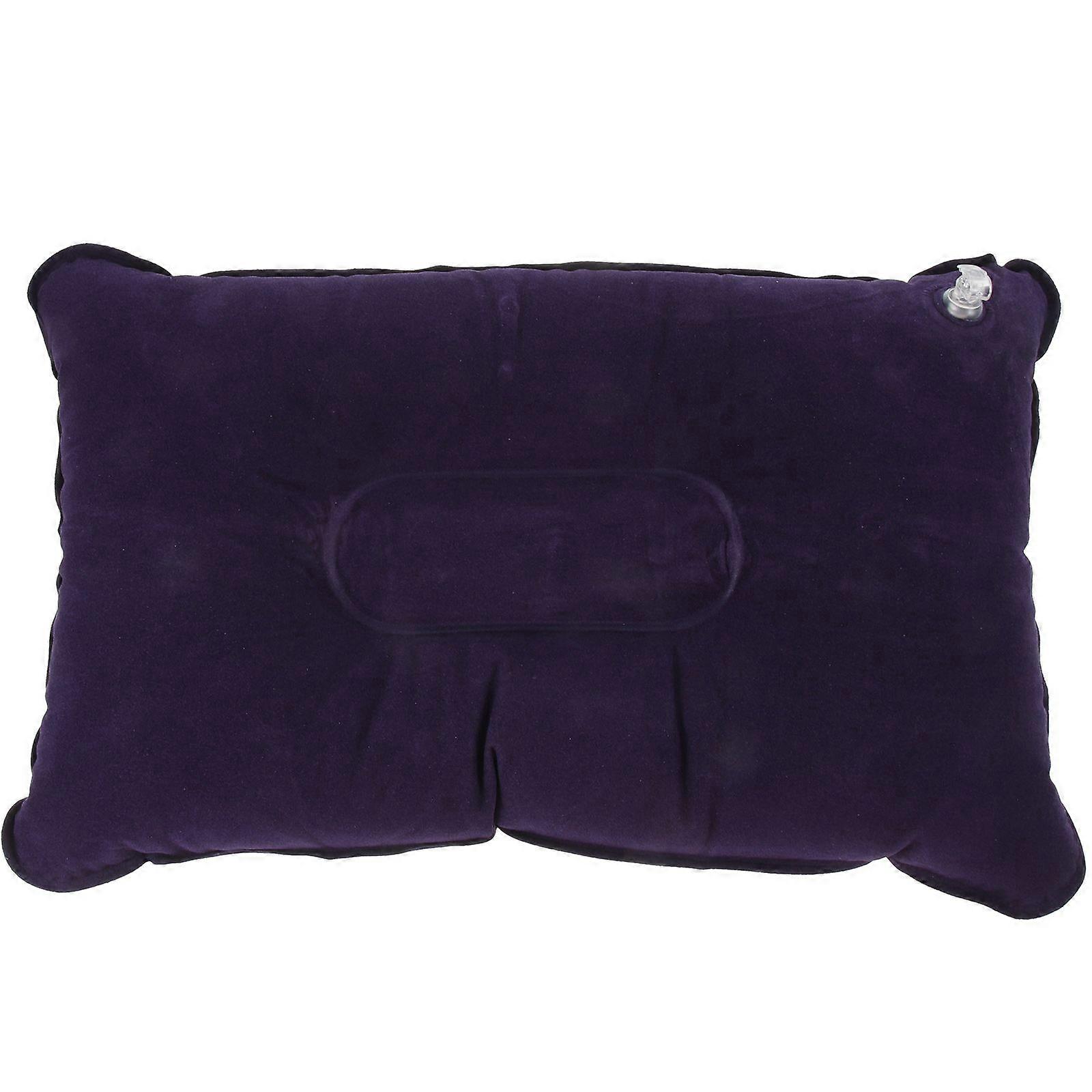 NUOLUX Super-thick Flocking Fabric Inflatable Pillow Portable Travel Pillow for Outdoor Activities (Dark Blue)