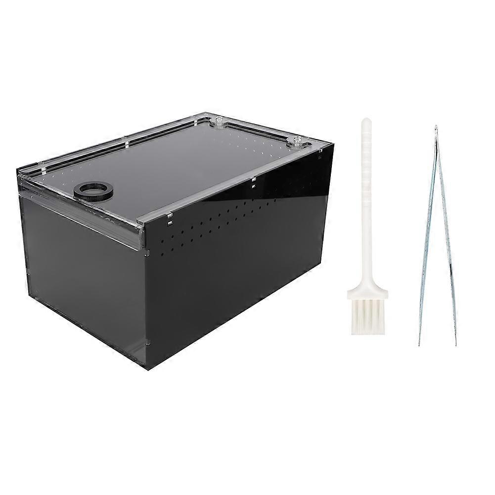 Reptile Tank Insect Lizard Transparent Breeding Box Vivarium Lid Reptile Pet Terrarium(L)