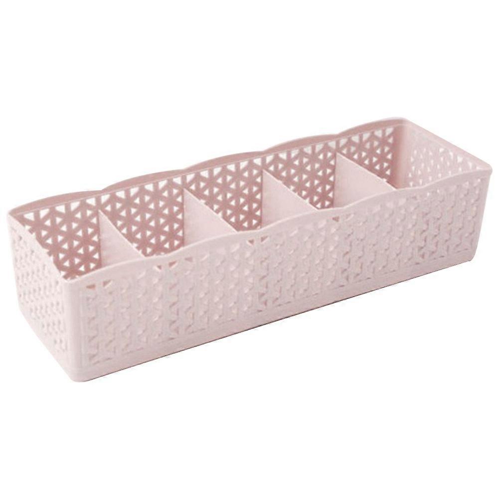 5 Grid Storage Box Underwear Bra Socks Separate Storage Box (Beige)