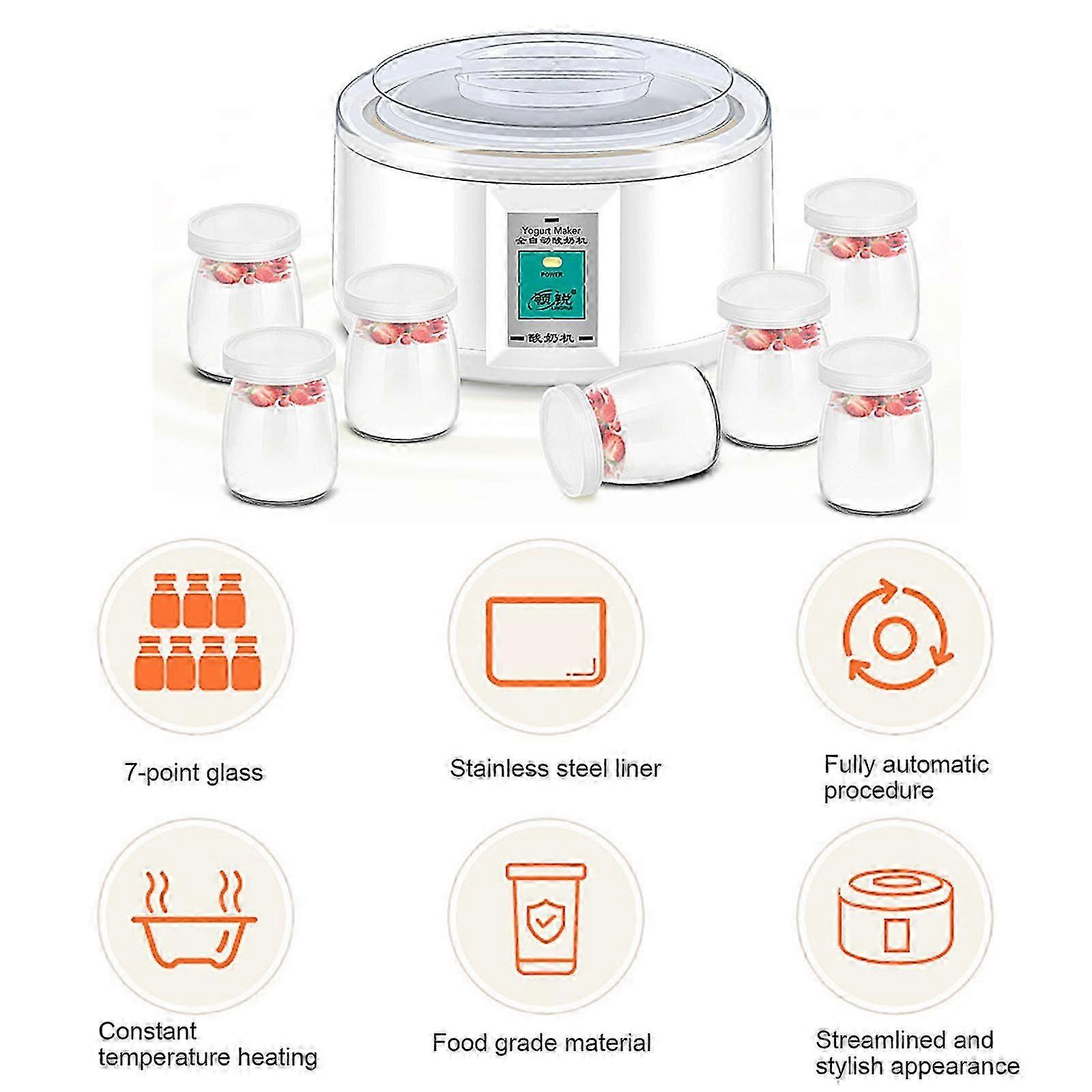 1.5L Yogurt Maker with 7 Glass Ferment Jars Automatic Yogurt Machine DIY Tools