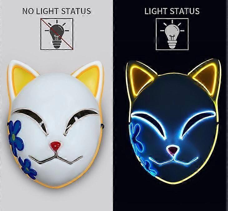 (yellow and transparent blue)Glowing cat face mask