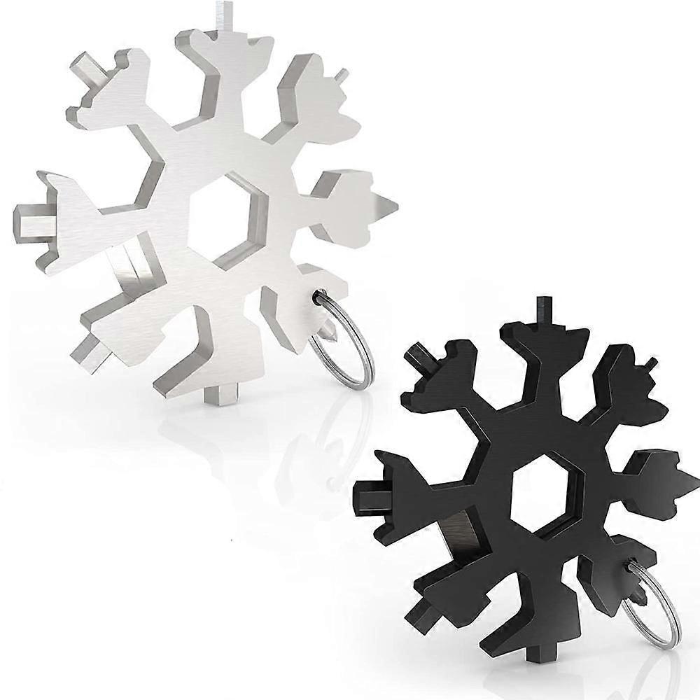 Snowflake Multi-Tool 18 in 1 Portable Stainless Steel Almighty Tool for Daily Travel Camping Adventure Daily Tools (Black+Silver)