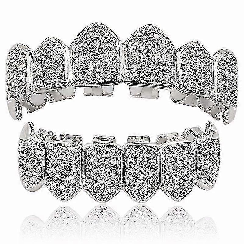 Silver Plated Top & Bottom Mouth Teeth Grills High Quality, Silver