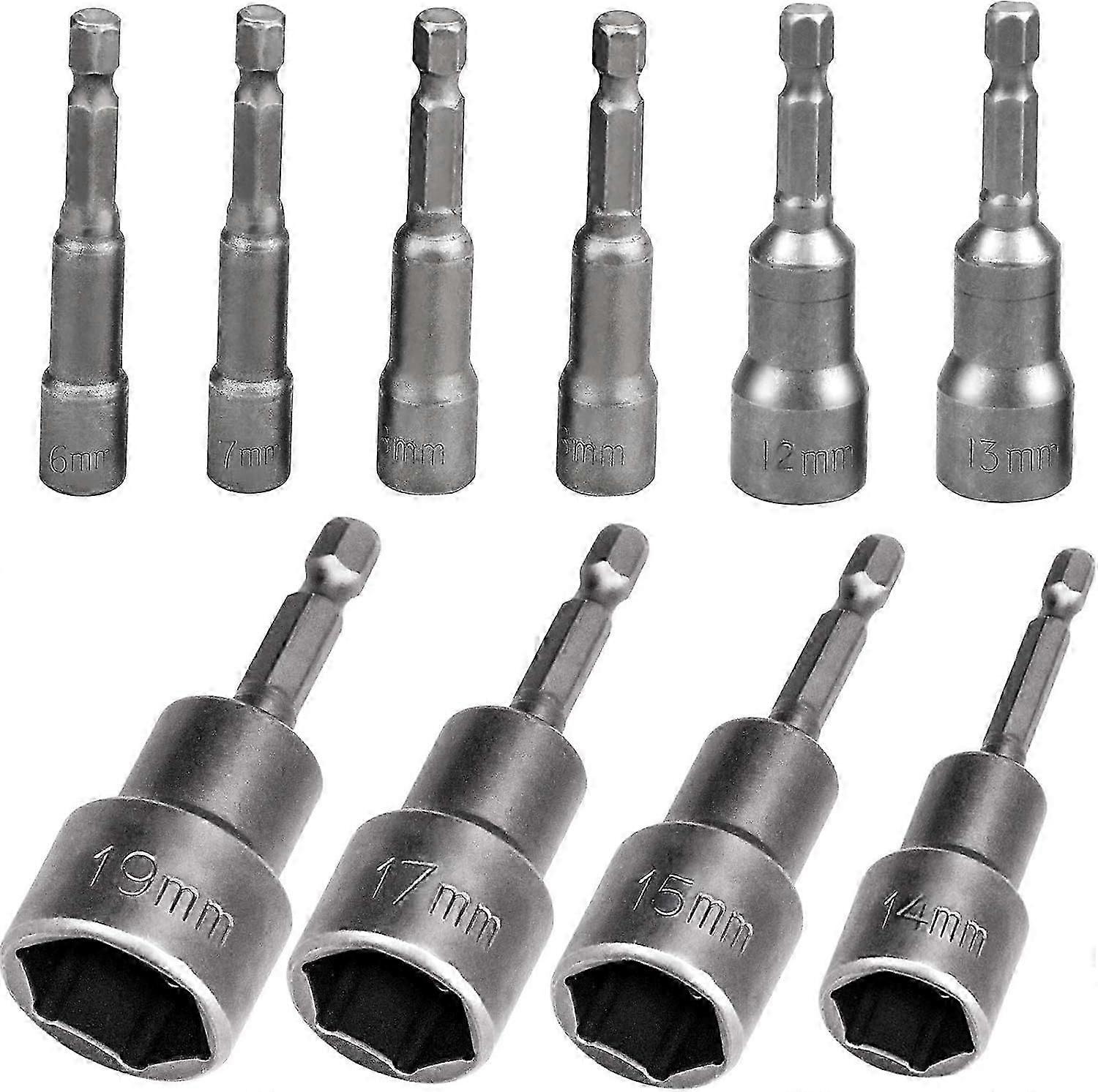 10 Pcs Hexagonal Magnetic Socket, 6-19mm Magnetic Socket Wrenches Hexagonal Pilot Nut Setter [jkw]