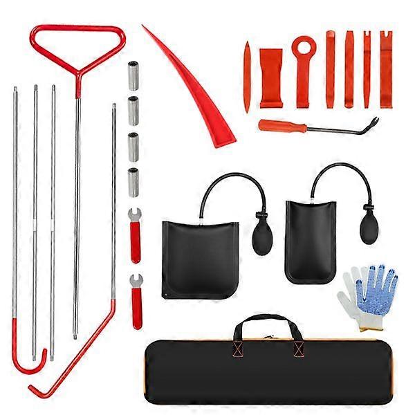 Function a consistent stainless steel remote hook tool Automotive emergency opening tool set Oval handle Red warping set Wedge air bag wrench combinat