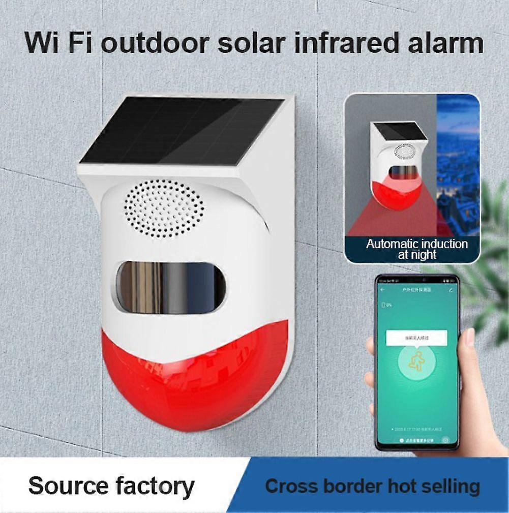 Tuya WiFi Solar Alarm Sensor Waterproof Wireless PIR Motion Strobe Siren Warning