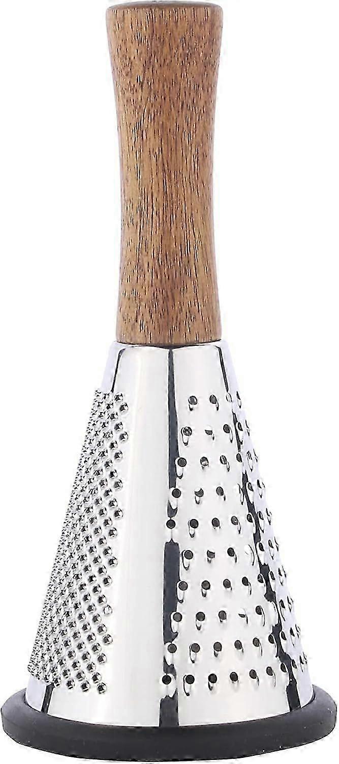 Cone Cheese Grater with Handle - Stainless Steel Triple Function Wood Handle