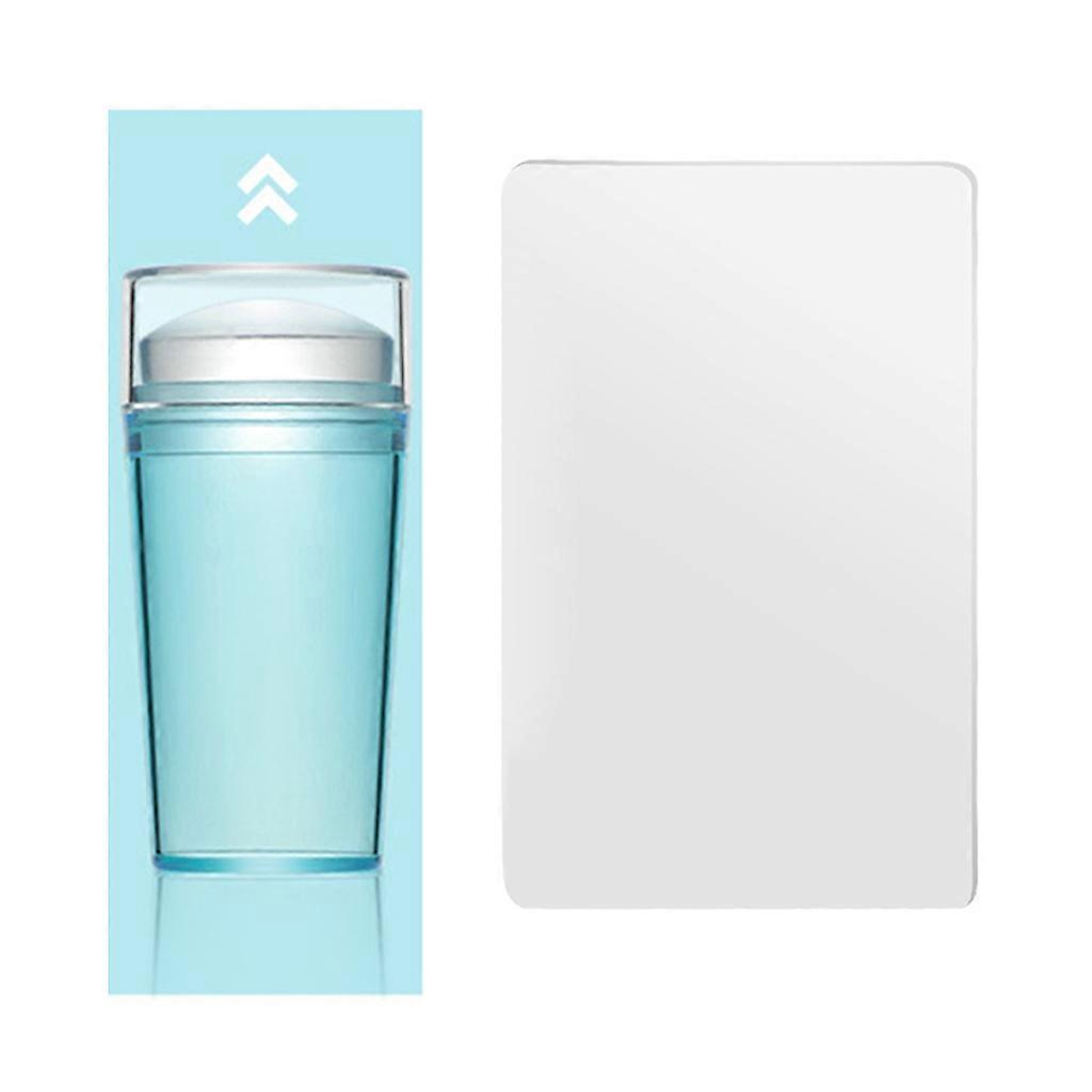 Clear Silicone Nail Stamper Kit Nail Stamper Tool With Scraper Transparent Visible Body No Misplacement for DIY Nail  Blue