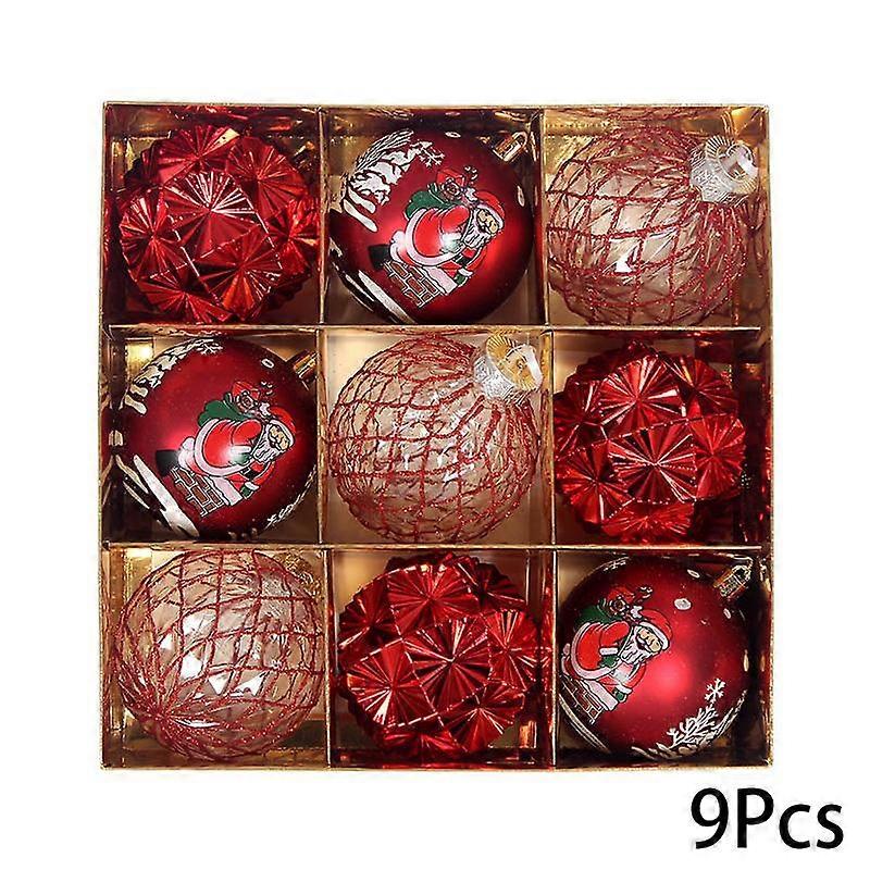 9Pcs Shatterproof Hanging Shatterproof Painted Shaped New Year Gift Multicolor Ball Decor Christmas Ball Electroplated Ball