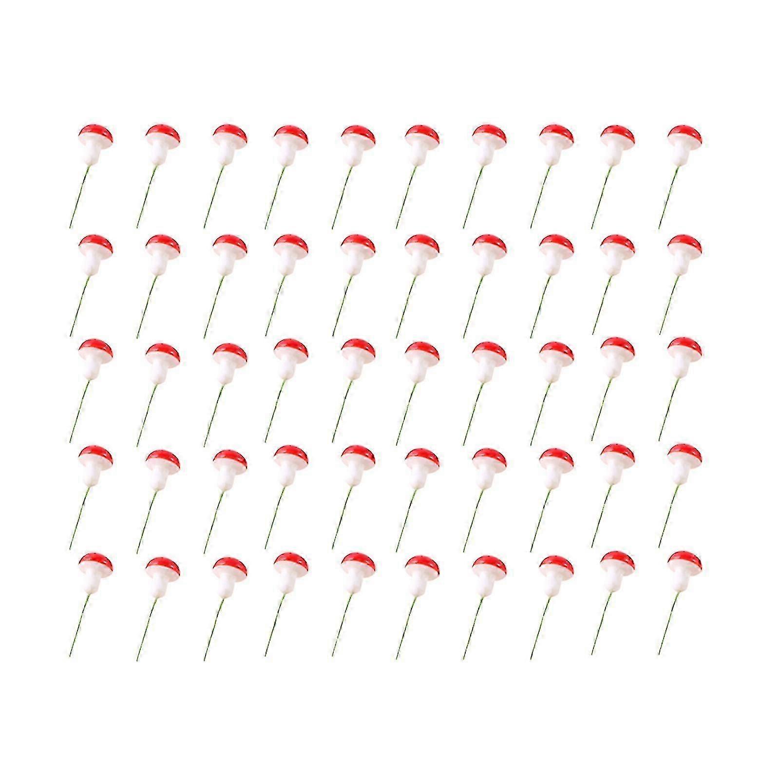 50pcs Mushroom Ornament Realistic Festive Decorative Delightful Mini Red Miniature Mushroom For Party