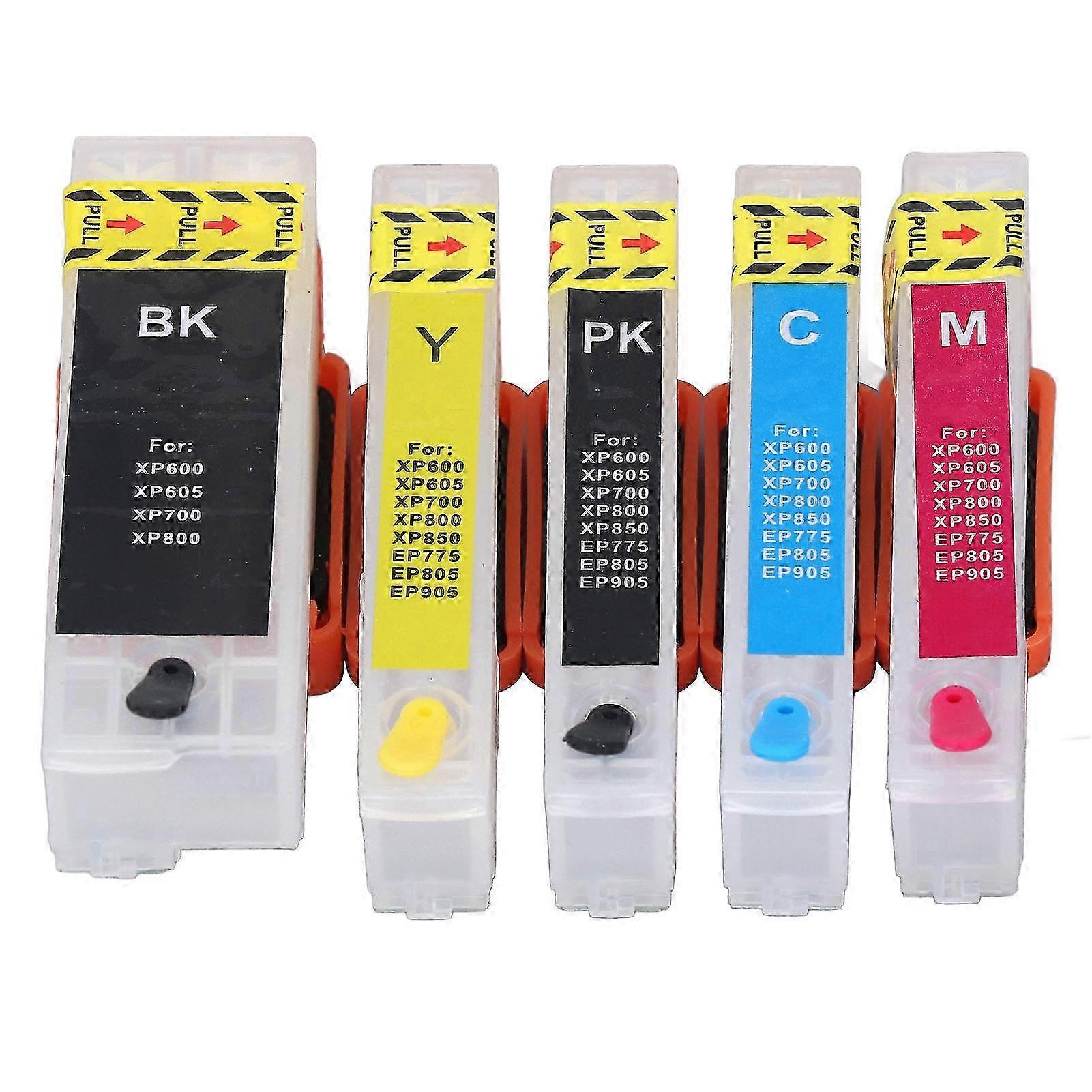 5Pcs Printer Ink Cartridge with Permanent Chip Stable 5 Color Refill Ink Cartridge Set BK PK C M Y T2730 T2731 T2732 T2733 T2734