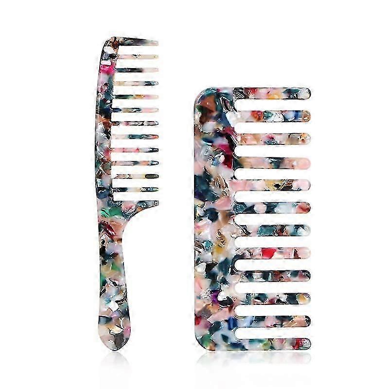 Cellulose Acetate Round Tooth Comb Wide Comb (2 Pieces)
