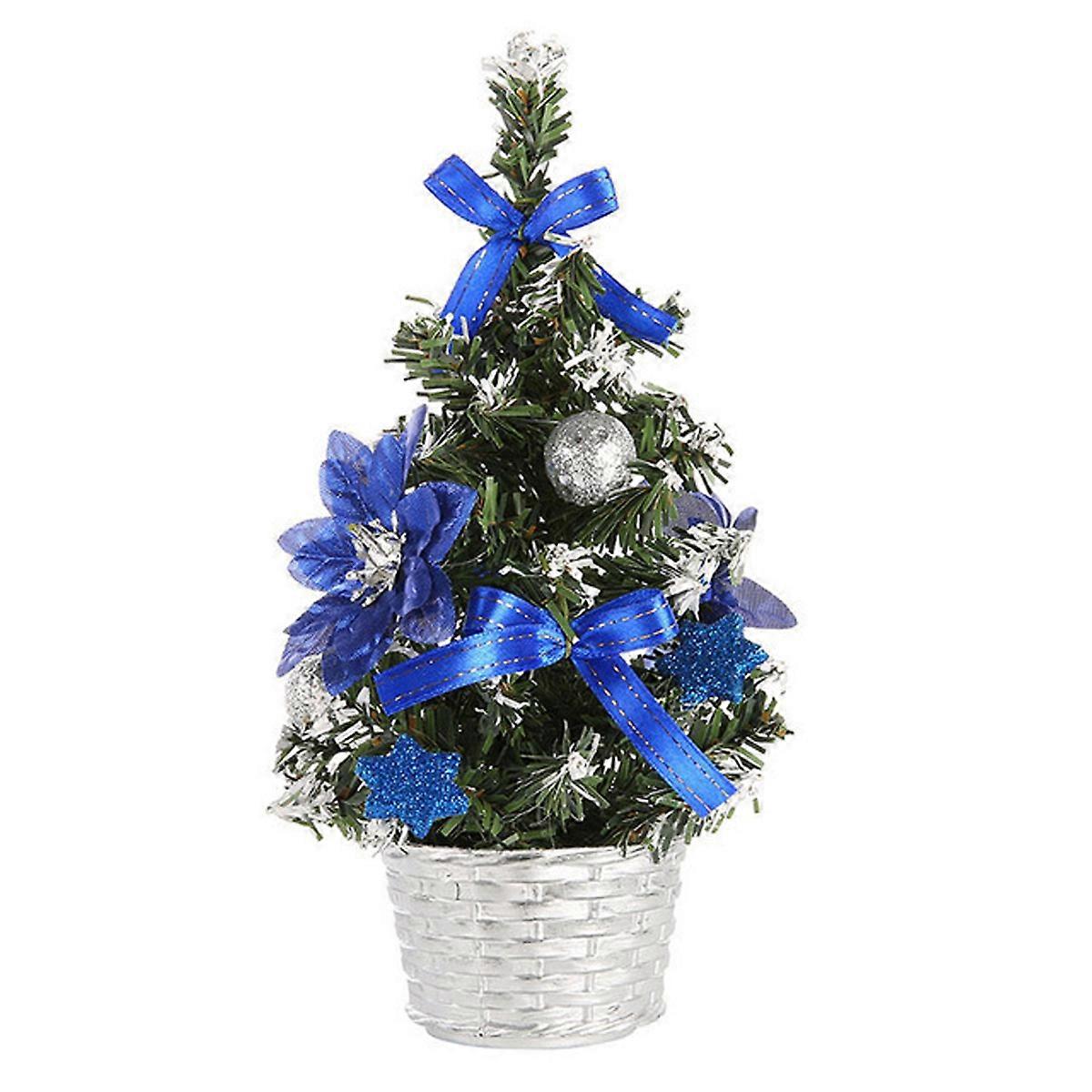 Mini Christmas Tree with Decorative Objects for Tabletop Desk Decorations, Artificial Christmas Trees with LED Lights, Pre-Lit Mini Artificial Tree,
