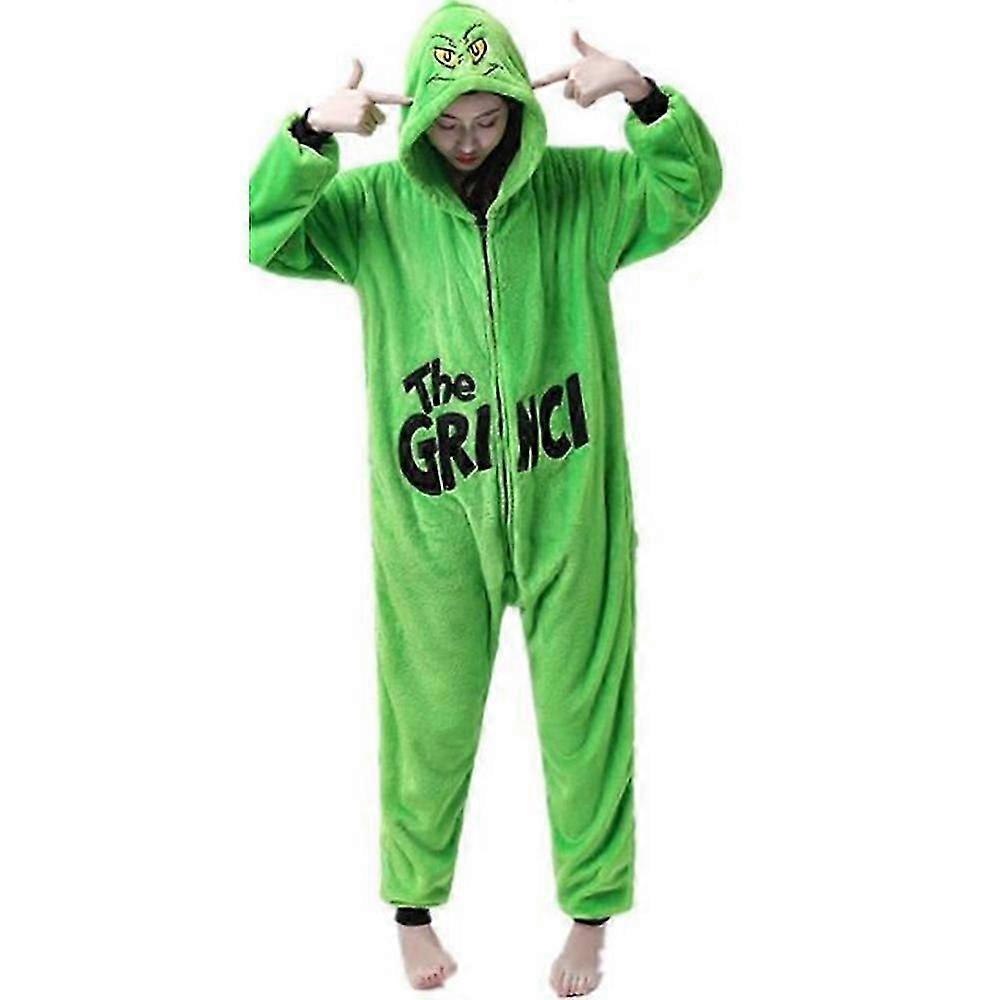 unisex vuxen pyjamas jul Grinchen One Piece Pyjamas Nattkläder Jumpsuit