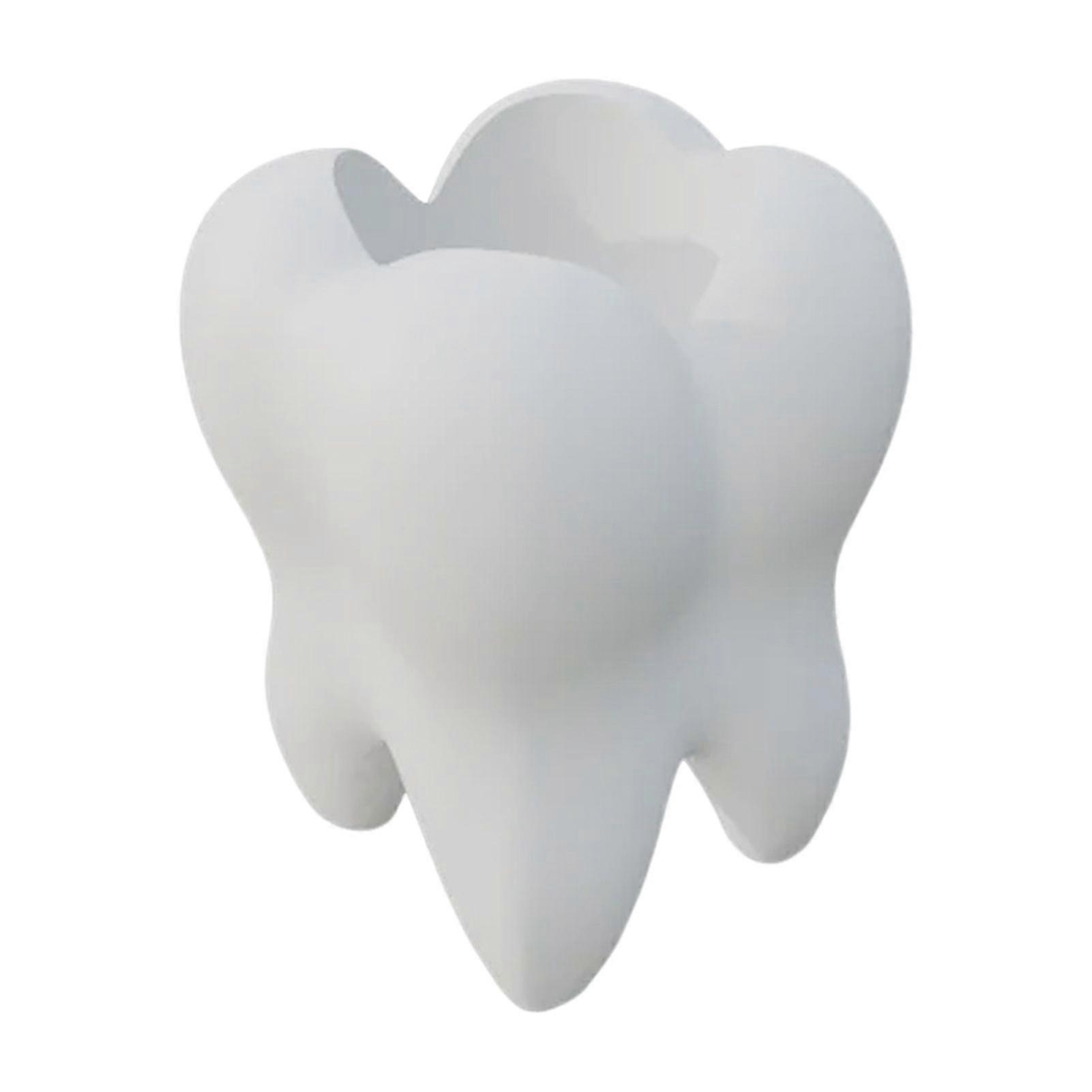 Toothbrush Stand High Durability Large Capacity Tooth-shaped Multipurpose Toothpaste Stationery Container Desk Organizer