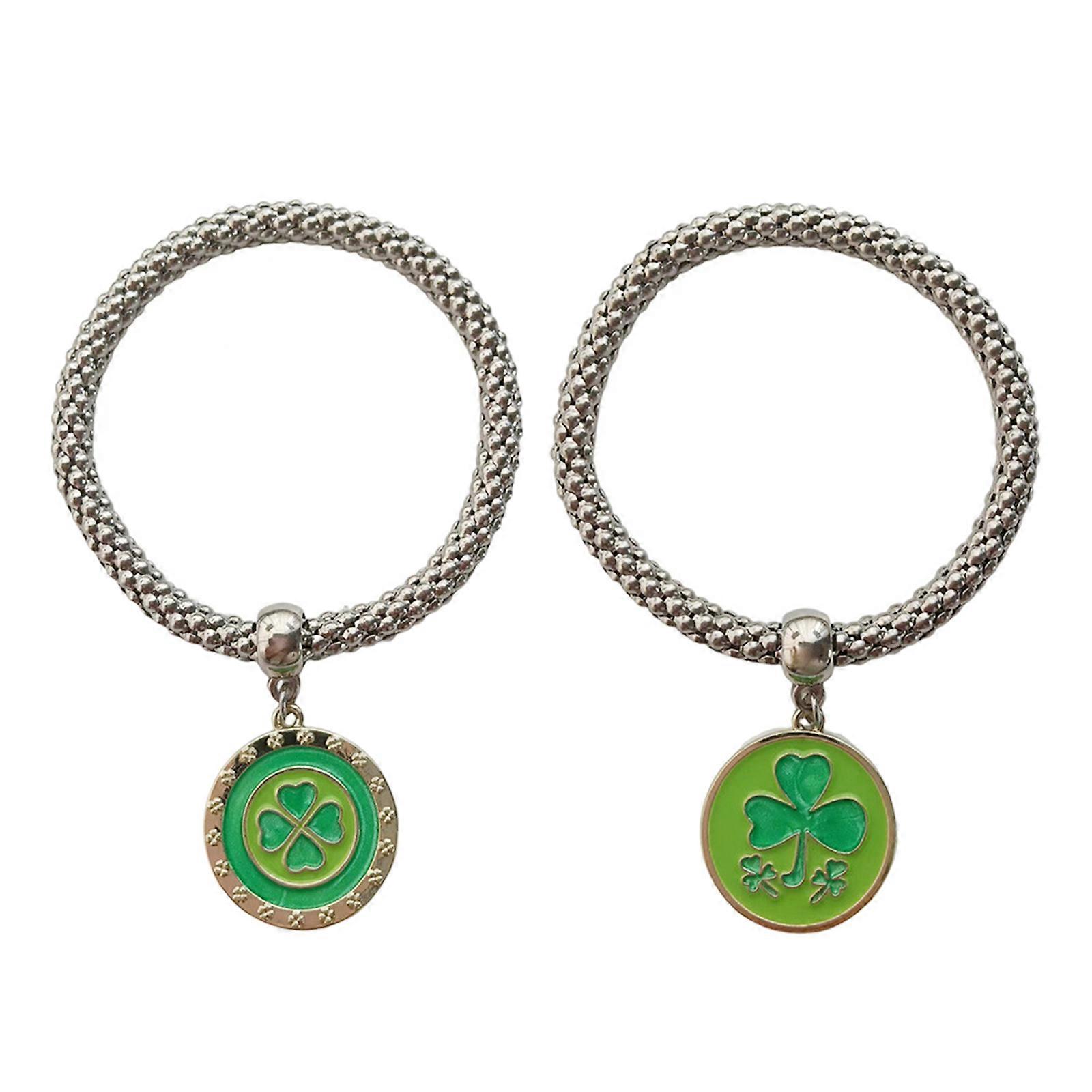2pcs Corn Chain Bracelets Comfortable Elastic Wristband Flexible Cord Handchains Four Leaf Clovers Bangles New Year Gift