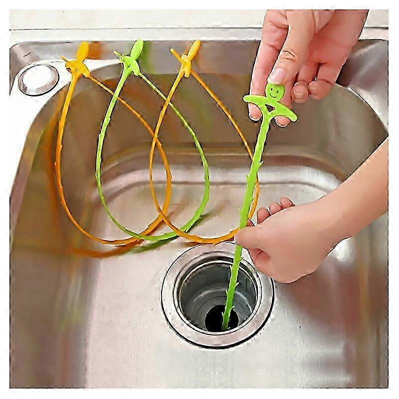 فتاحة الصرف ، أداة فك انسداد الحوض ، 50 عبوة من ثعابين الشعر البلاستيكية للصرف الصحي ، المطبخ ، حوض الحمام أخضر ، برتقالي