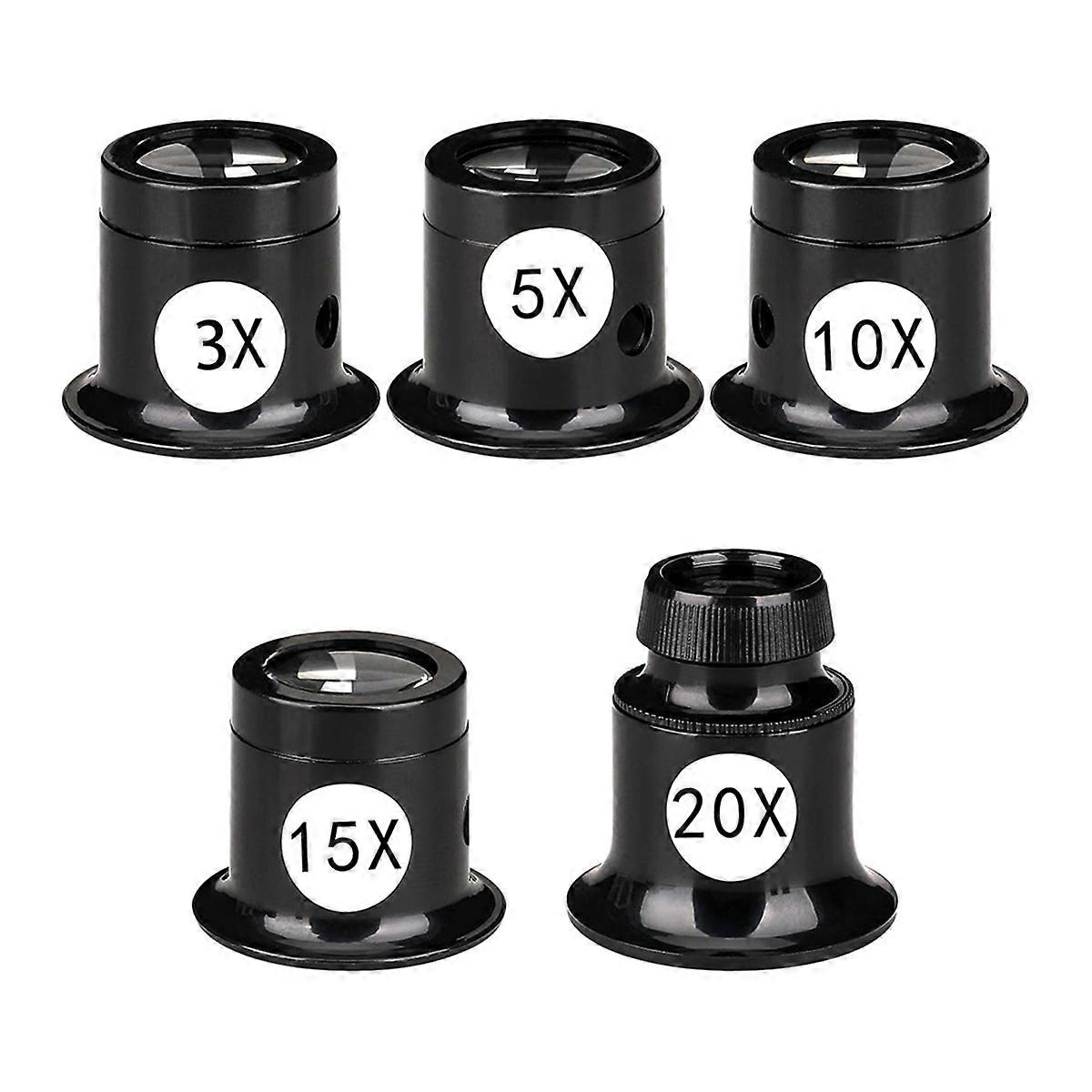 5 PCS Portable Monocular Magnifier Jewelers Loupe