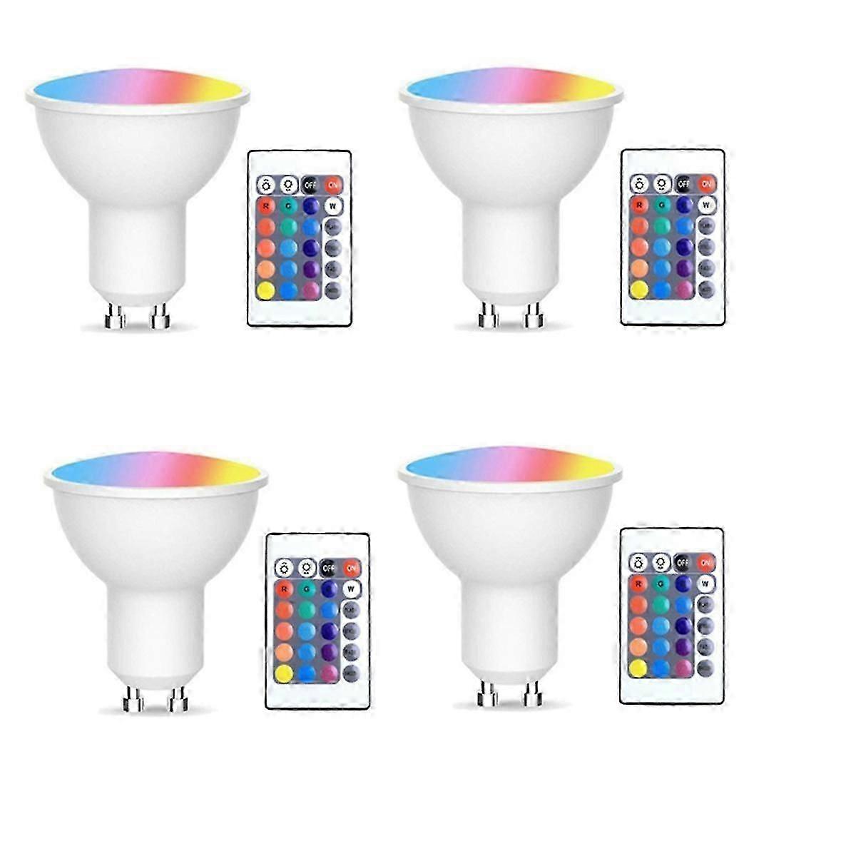 4pcs Gu10 Bulbs and 1remote Control with Memory Function 17colors Changeable Spot Ligh 4dynamic Lig