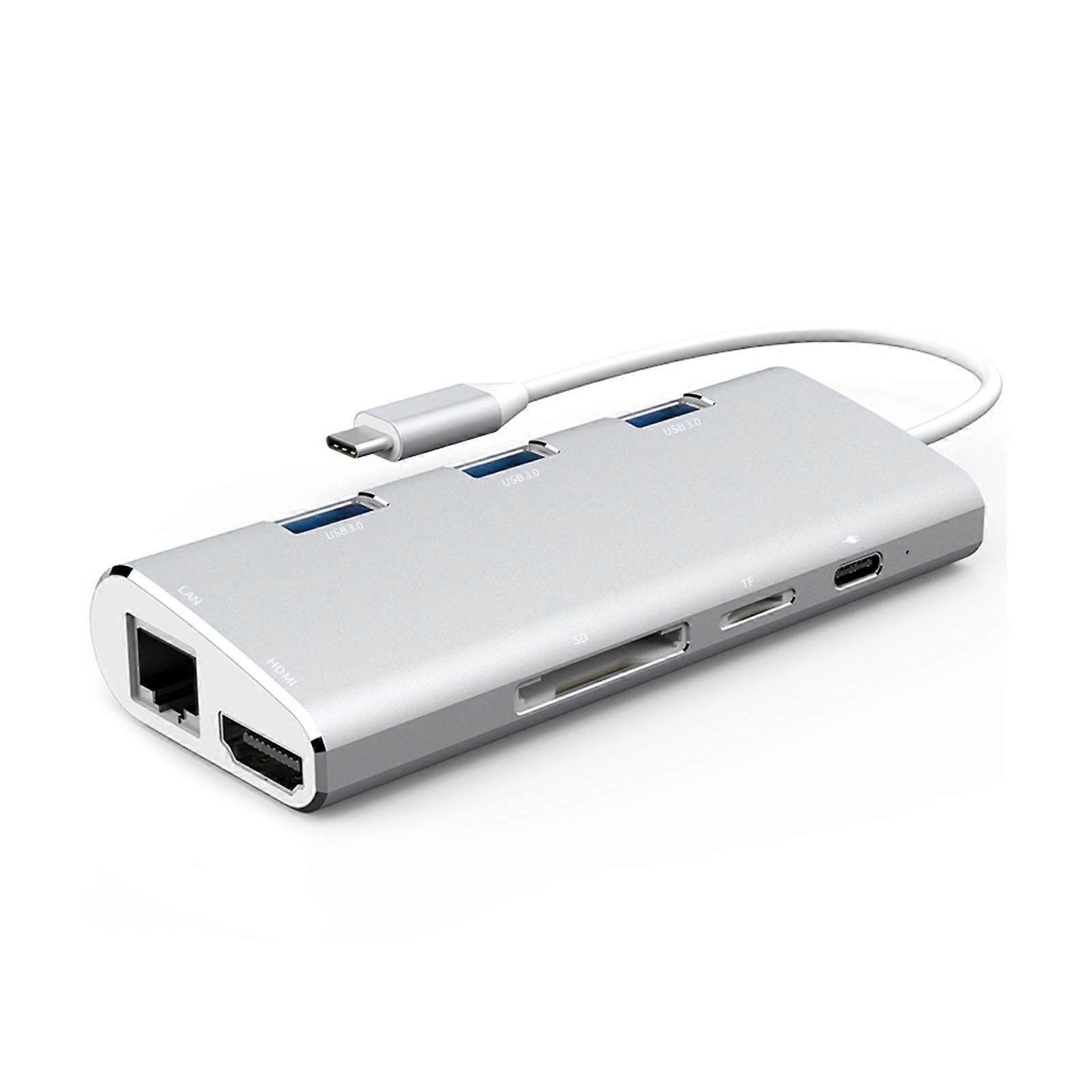 USB Type C Hub 8 in1 USB3.0 HDMI-Compatible LAN 5GB PD Fast Charging Splitter