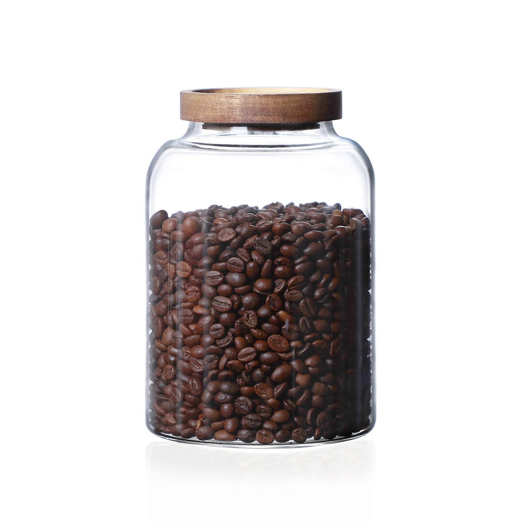 2000ML Glass Storage Container with Wood Lid, Large Pantry Jar for Food, Coffee, Candy, Cereal, Rice, Flour, and Spaghetti