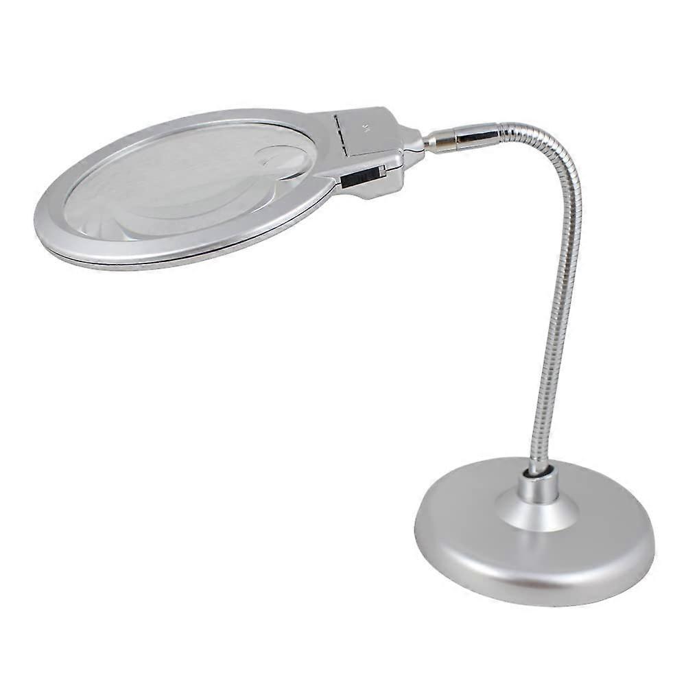 Lighted Desktop Magnifier Illuminated Tabletop 2X 5X Magnifying Glass with 2 LEDs-Hands Free Magnifying Glass Magnifier for Reading