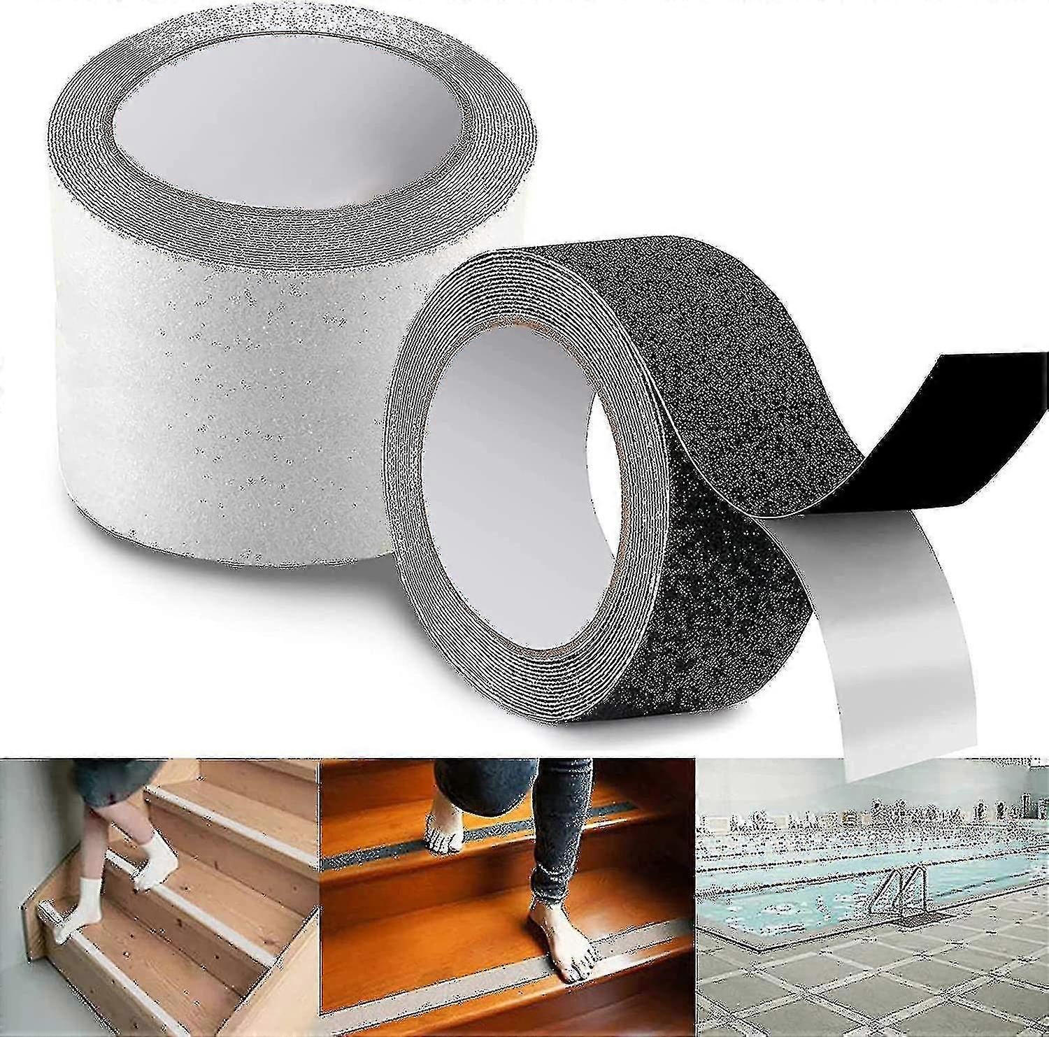 Non-slip Tape, 2 Rolls Transparent High-tack Adhesive Tape with Safety Feature