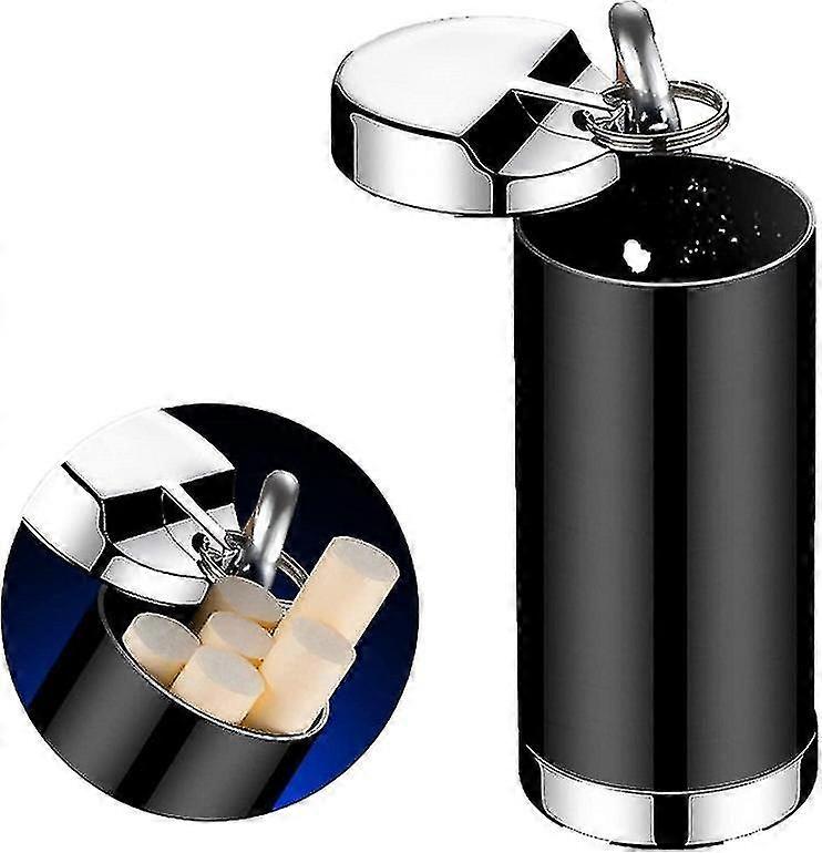 Portable Metal Ashtray with Lid and Keychain