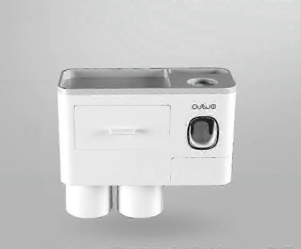 Wall Mounted Toothbrush Holder with Toothpaste Dispenser Large Capacity Tray