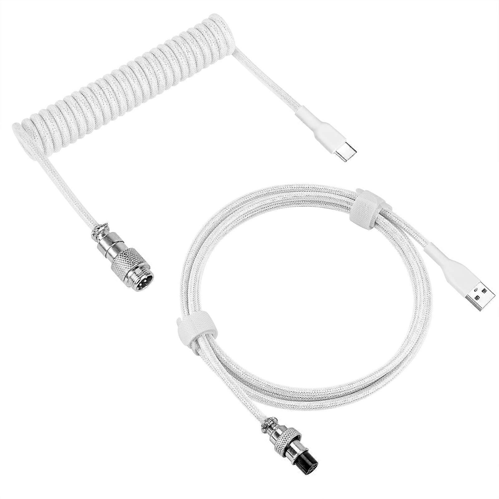 Coiled USB-C Gaming Keyboard Cable with Aviator Connector, 5-Pin Double-Sleeved Braided for Logitech G715 G713, Keychron K8 K7 K6Pro