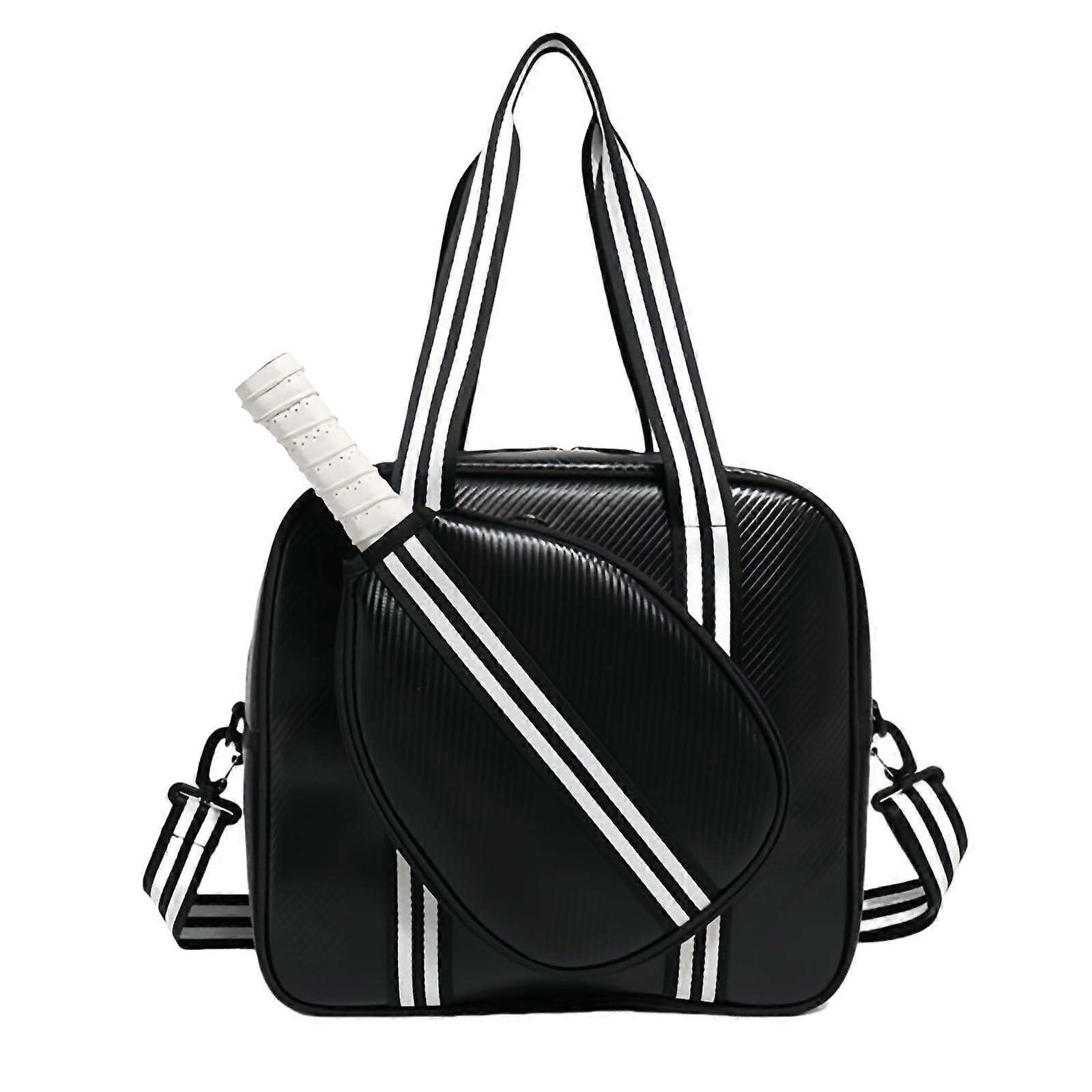 Pickleball racket shoulder tote, squash crossbody bag with adjustable shoulder strap and water bottle holder