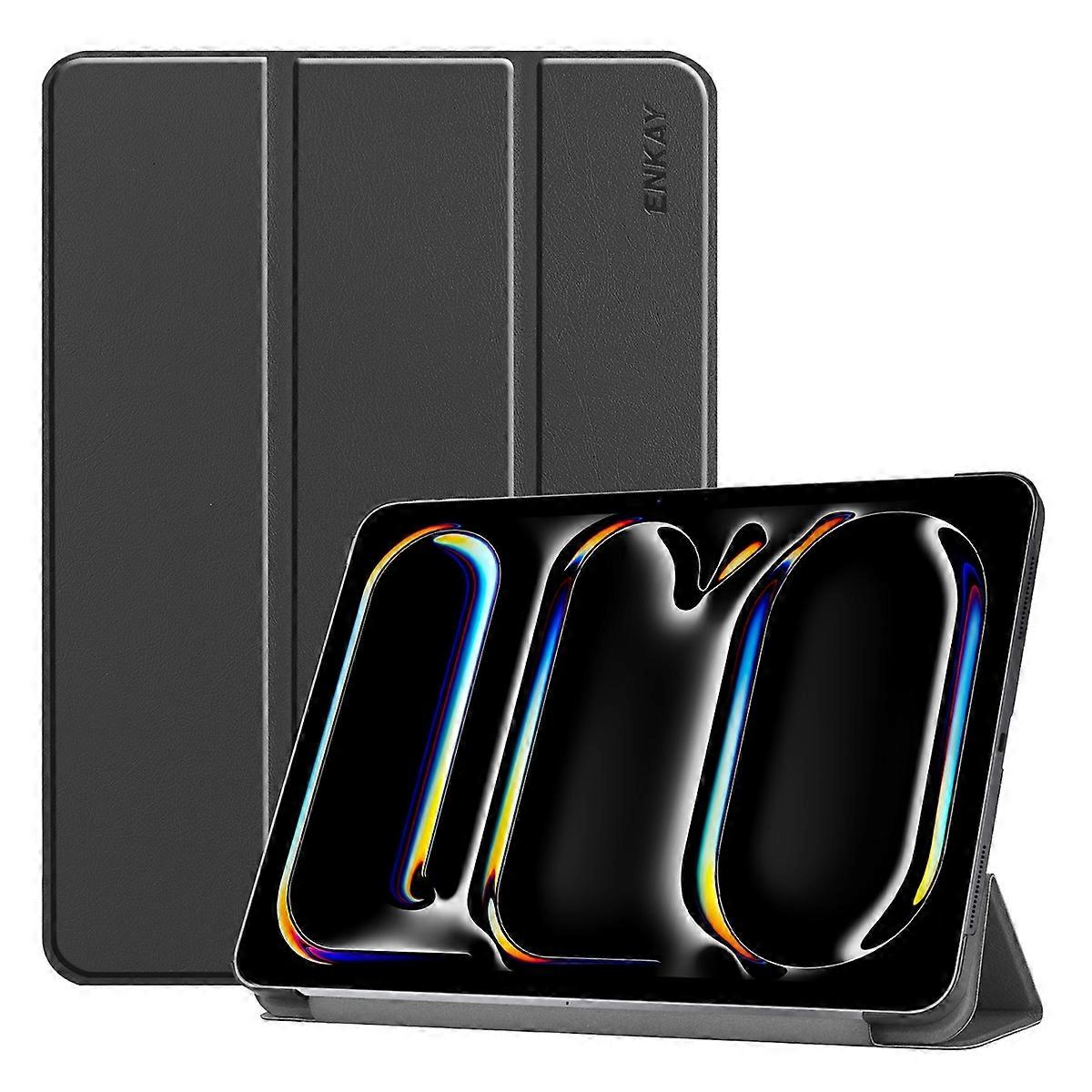 ENKAY Tri-fold Custer Texture Platic nahkainen älykäs tablettikotelo