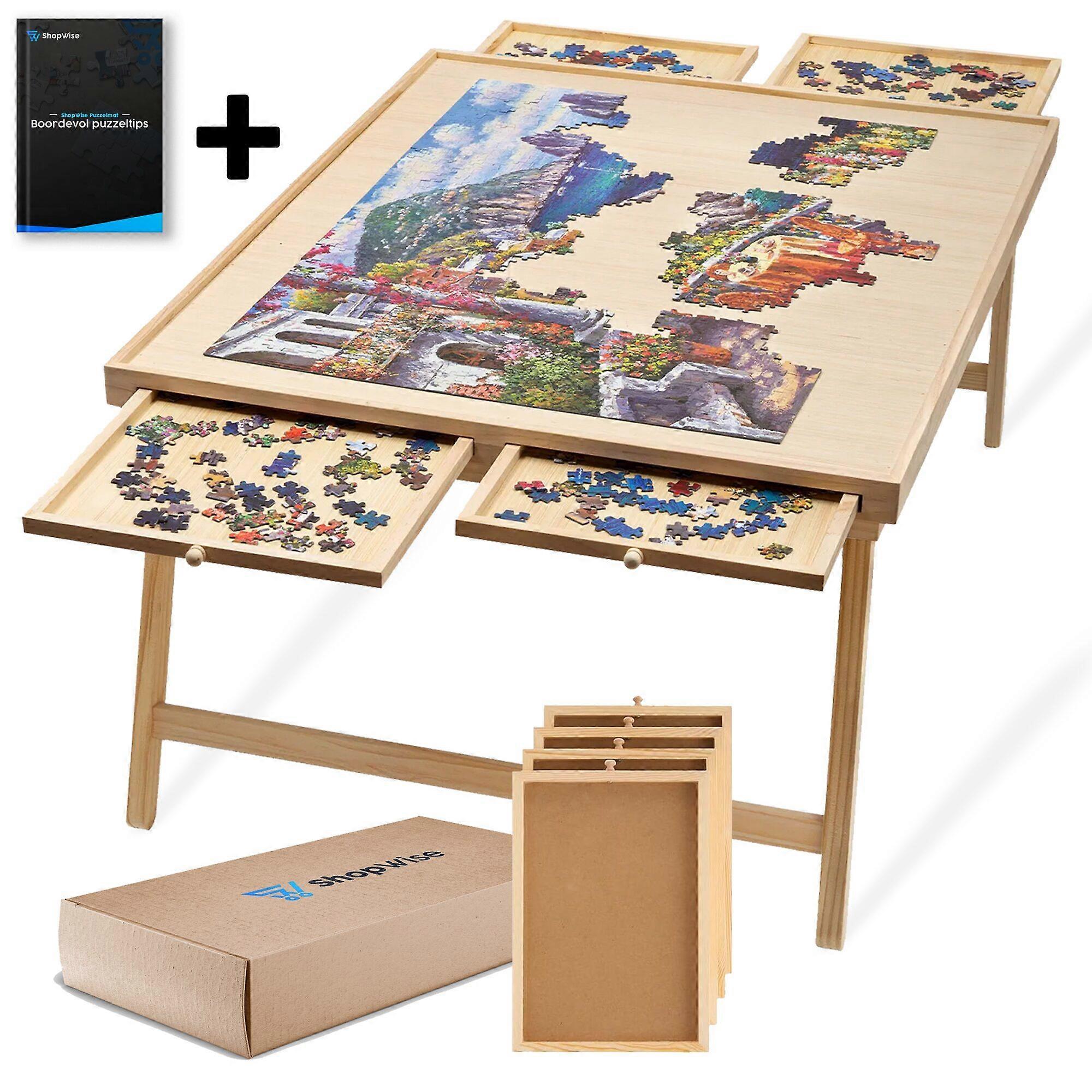 ShopWise Puzzle Table Deluxe - Puzzle Table With Drawers - 86CM x 67CM - up to 1500 Pieces