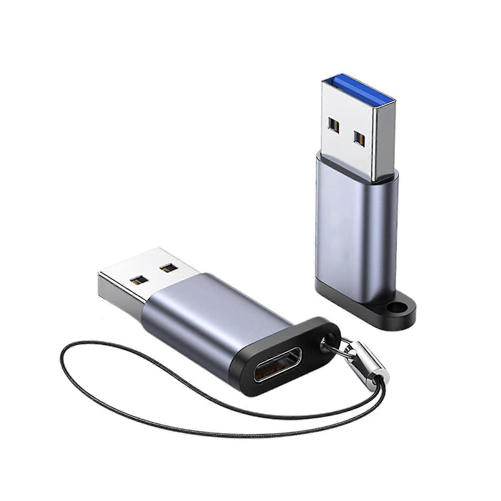 2pcs PC Laptop Plug and Play with Lanyard Fast Charging 3.0 USB to USB C Adapter