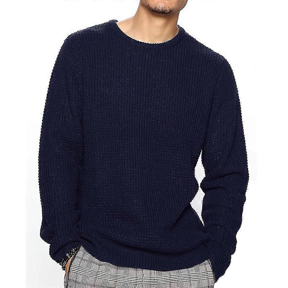 Herren Einfache Strickware Waffel Strick Langarm Pullover Casual Pullover Tops