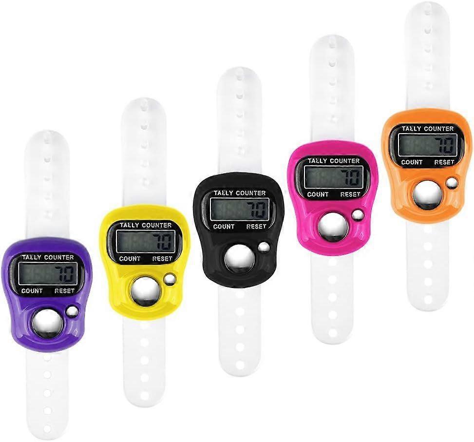5 Pack Finger Counter, Clicker Finger Counter, Line Counter Mini Handheld Counter, 5 Digit LCD Display for Inventory, Sports, Marketing, Golf (Random