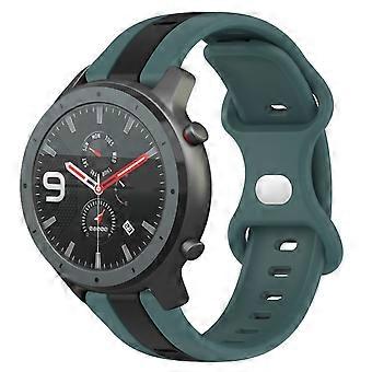 For Amazfit GTR 47mm 22mm Butterfly Buckle Two-Color Silicone Watch Band