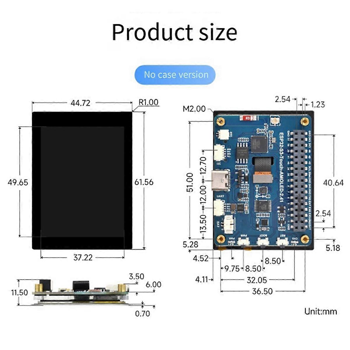 ESP32-S3 2,41-Zoll-AMOLED-Touch-Display-Entwicklungsboard mit 600 x 450 Auflösung, Dual-Core 32-Bit LX7 O