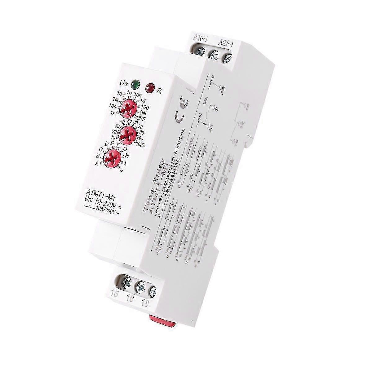 12-240VAC/DC Din Rail Type Time Delay Relay 16A/250VAC Multifunction Timer Relay with 10 Function C