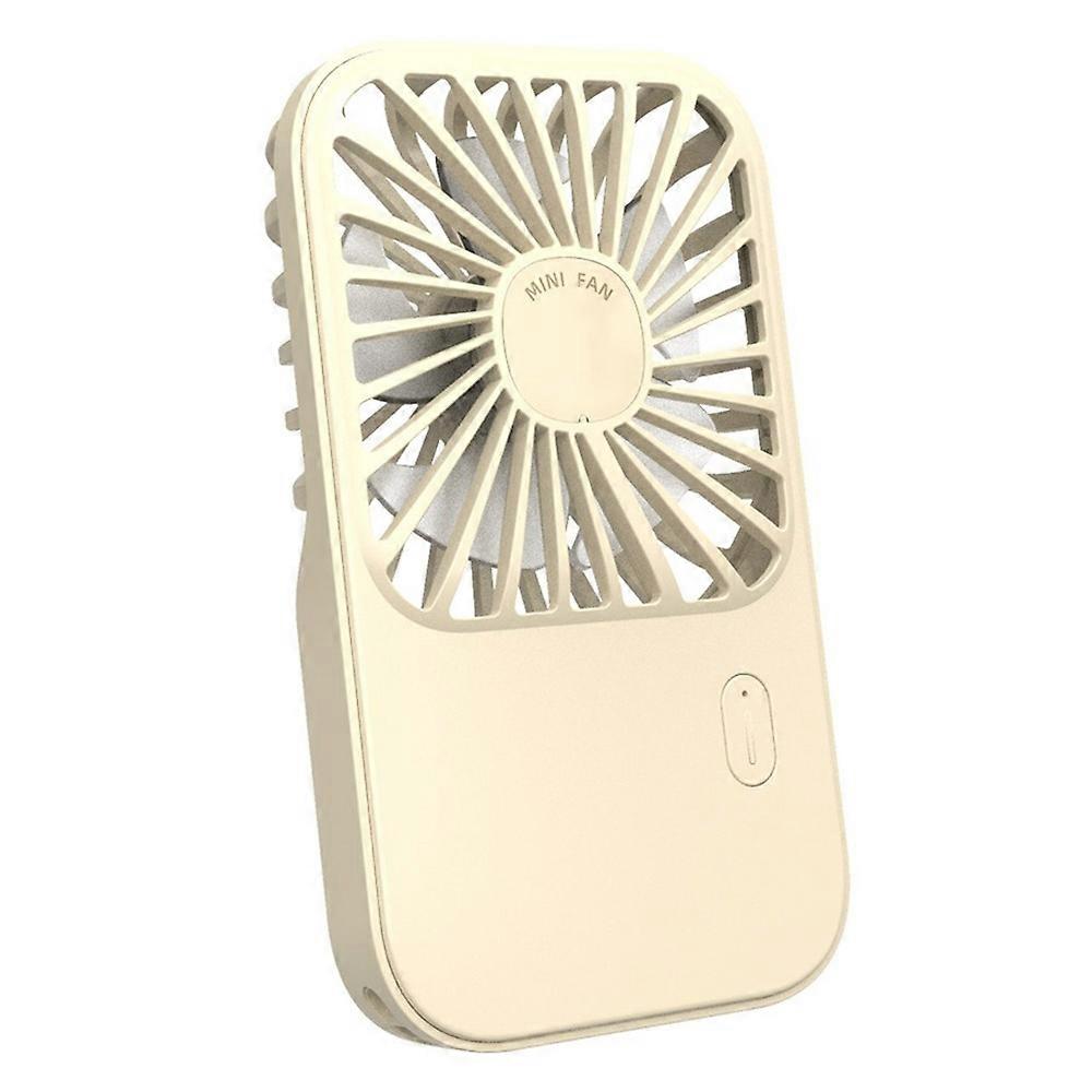 S-F30 Mini Desktop Handheld Fan Cooler Ultra Thin Summer Cooling Fan with Wrist Strap - Beige