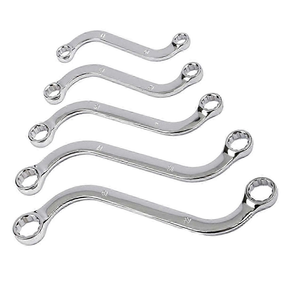 5Pcs S-Type Wrench Set Double Wrench 12-Point Anti-Rust Ring Spanner Dual Head Box Combination Set