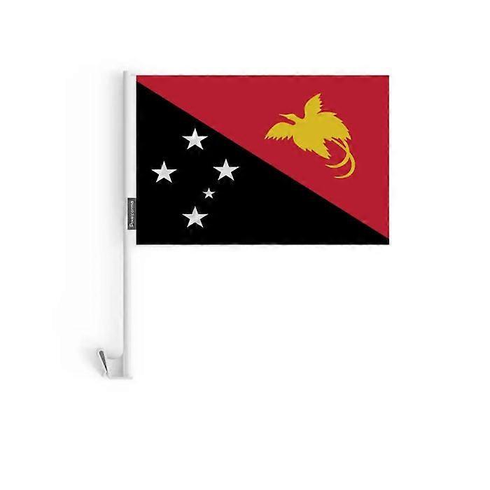 Papua New Guinea Car Flag – 14 x 21 cm – Polyester Fabric – Window Attachment – 10 pieces