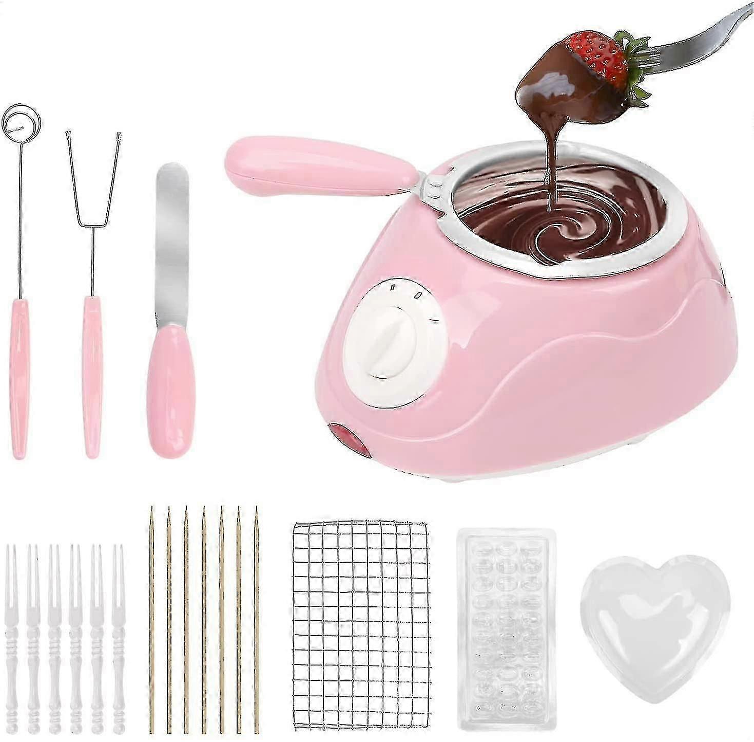 Mini Electric Melting Fondue Set For Chocolate, Cheese Candy - 2-In-1 Chocolate Fountain Warmer Machine With Temperature Control -CNC
