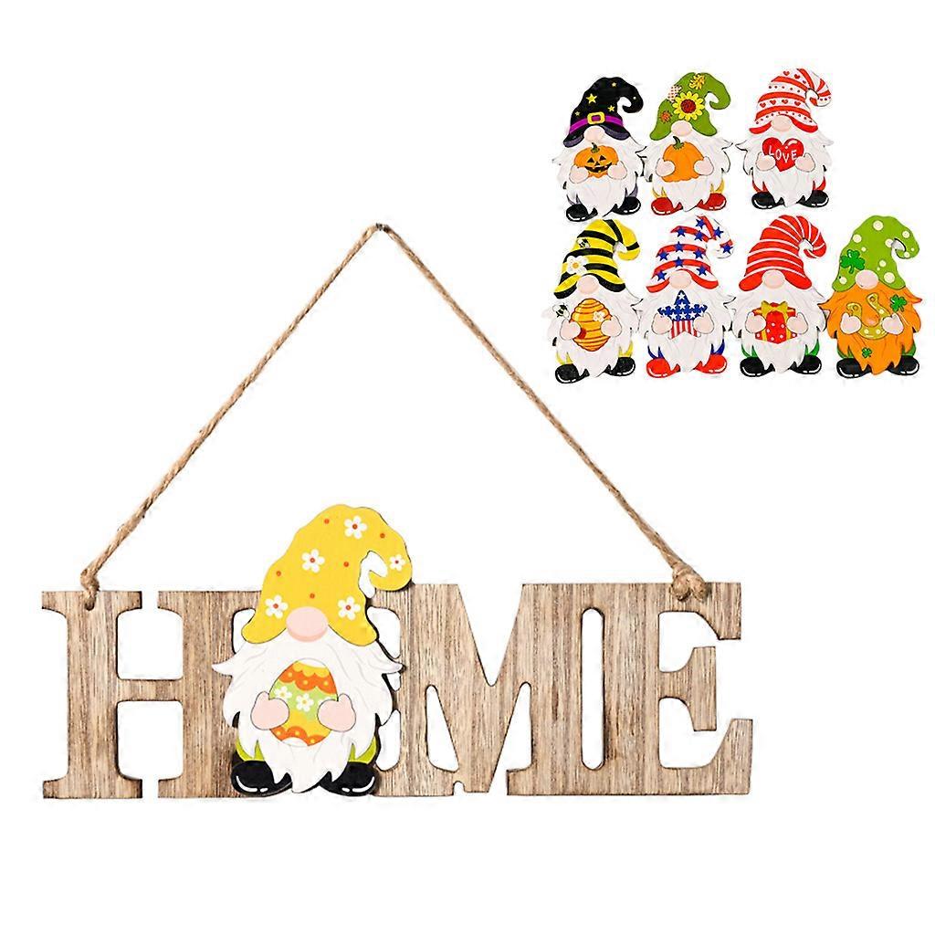 Three-dimensional HOME Letters Front Door Hanger Decor Replaceable Dwarf Gnome Multicolor