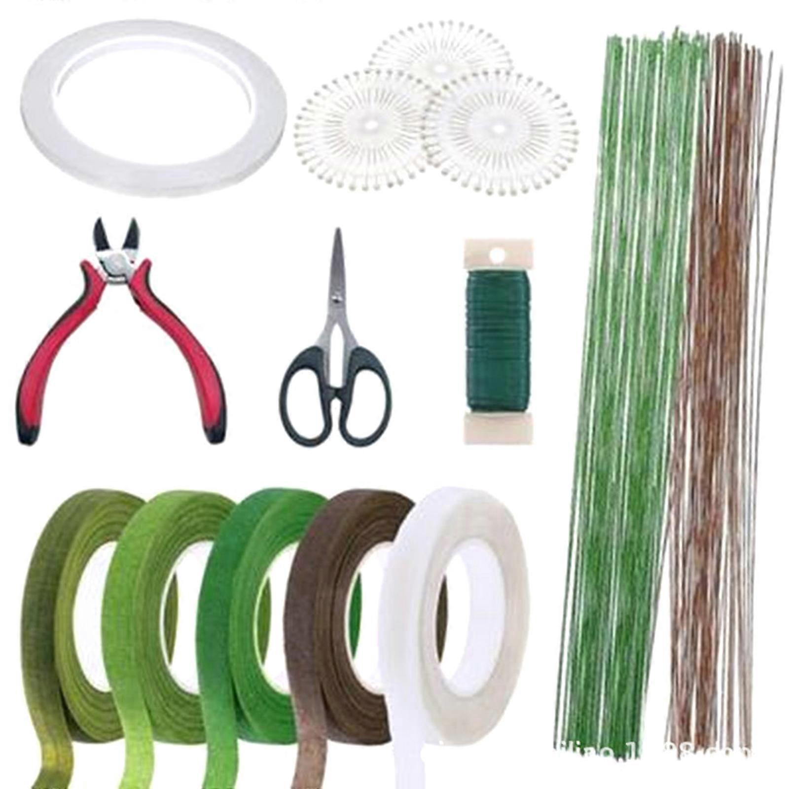 Floral Διευθέτηση Tool Kit Κόφτης καλωδίων 3 ρολά ανθοκομίας χαρτοταινίες 26 Gauge Floral Wire Καφές &; Πράσινο 14 Τεμάχια