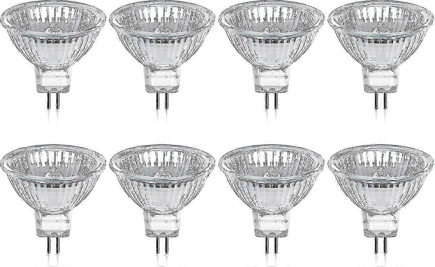 Ampoule halogène GU5.3 MR16 35 W 12 V Blanc chaud 2 800 K Intensité variable, Cache en verre 400 lumens, 2 broches, Spot de remplacement, Lot de 8 Cisea