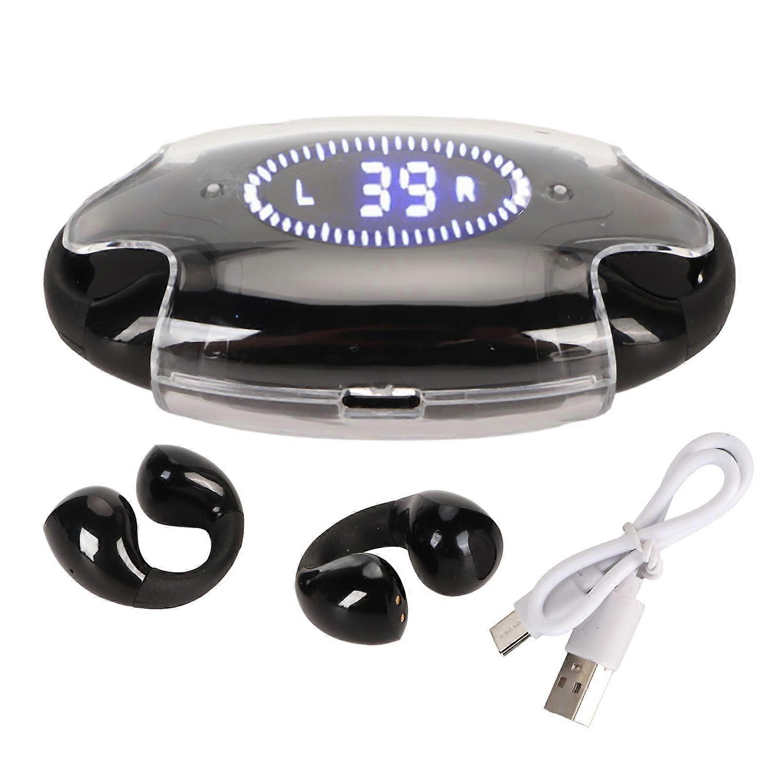 Black Bluetooth 5.3 Translator Earbuds - 144 Languages, Noise Reduction, Digital Display